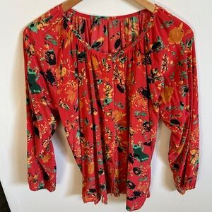 Bayla Jane Floral Silk Blouse for Anthropologie